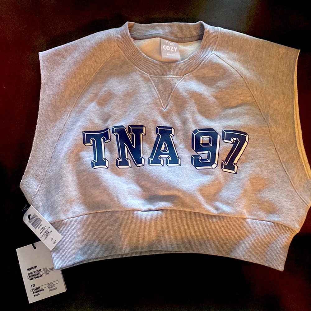 GREY NWT TNA COZY FLEECE CROPPED